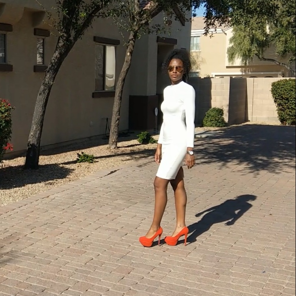 Deep Orange Suede Platform Heels